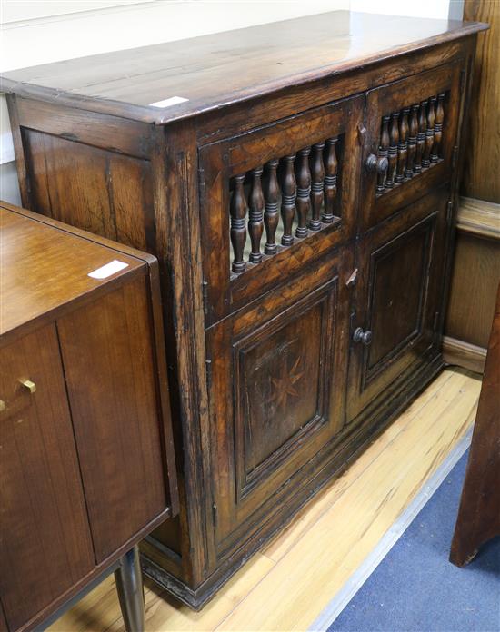 A 17th century oak food hutch W.107cm
